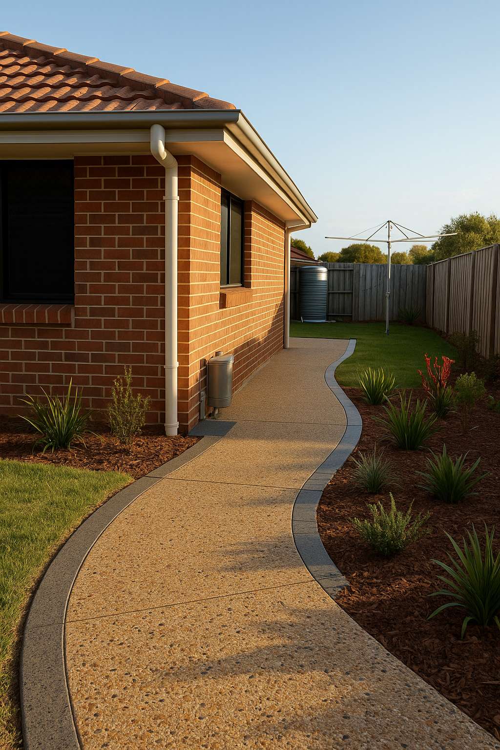 Front entry walkway with exposed aggregate in Adelaide